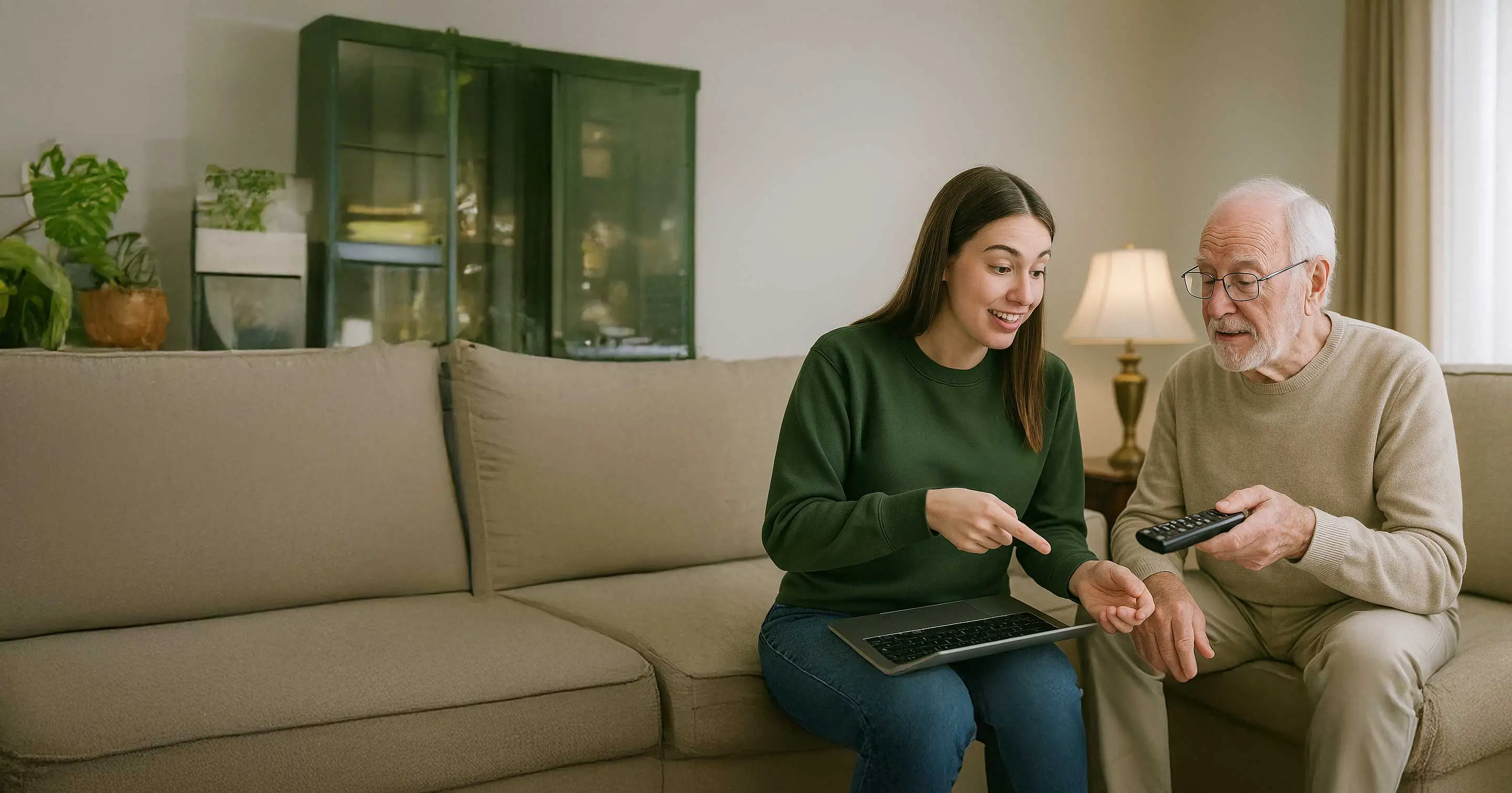 Student helping with tech support